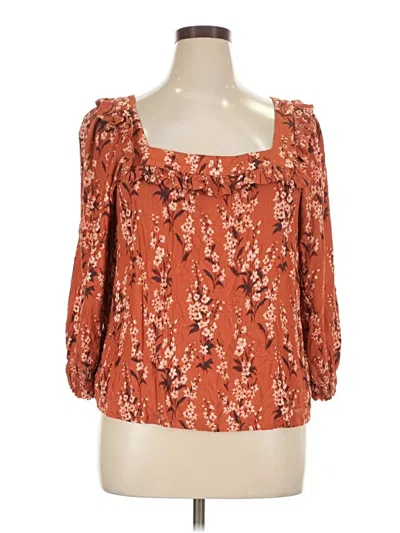 Pre-owned Garnet Hill 3/4 Sleeve Blouse In Orange