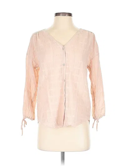 Pre-owned Garnet Hill 3/4 Sleeve Blouse In Pink