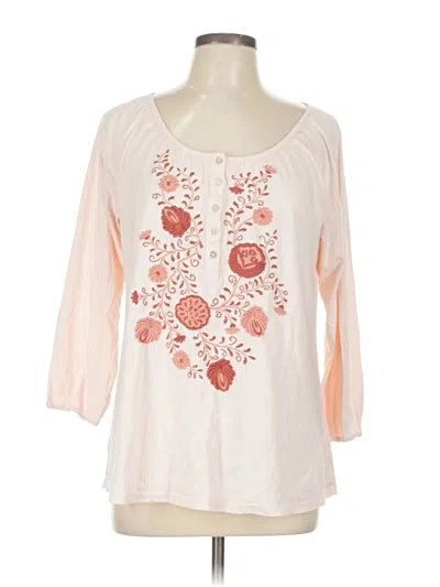 Pre-owned Garnet Hill 3/4 Sleeve Blouse In Pink