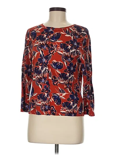 Pre-owned Garnet Hill 3/4 Sleeve Blouse In Red