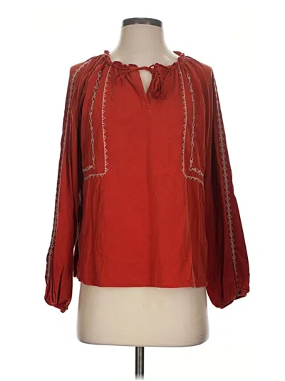 Pre-owned Garnet Hill 3/4 Sleeve Blouse In Red