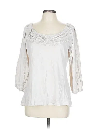 Pre-owned Garnet Hill 3/4 Sleeve Blouse In Silver