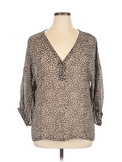 Pre-owned Garnet Hill 3/4 Sleeve Blouse In Tan