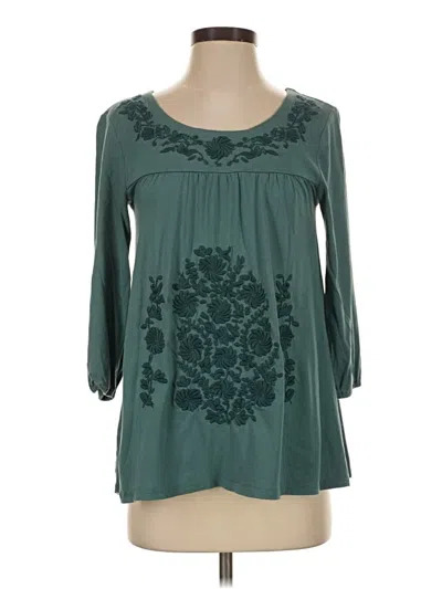 Pre-owned Garnet Hill 3/4 Sleeve Blouse In Teal