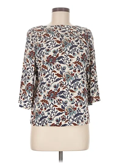 Pre-owned Garnet Hill 3/4 Sleeve Blouse In White