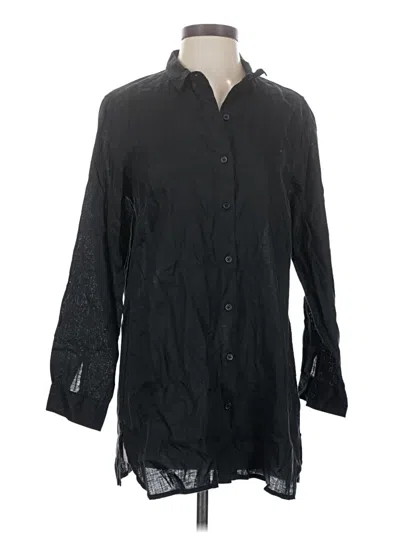 Pre-owned Garnet Hill 3/4 Sleeve Button Down Shirt In Black