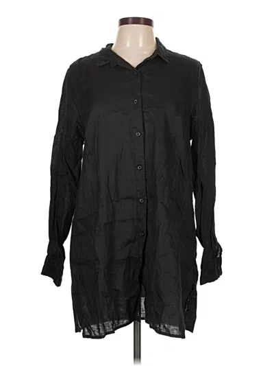 Pre-owned Garnet Hill 3/4 Sleeve Button Down Shirt In Black