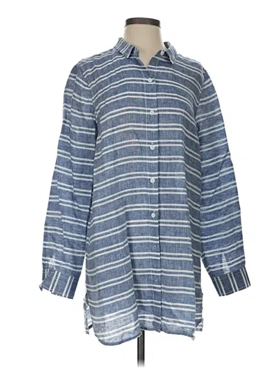Pre-owned Garnet Hill 3/4 Sleeve Button Down Shirt In Blue