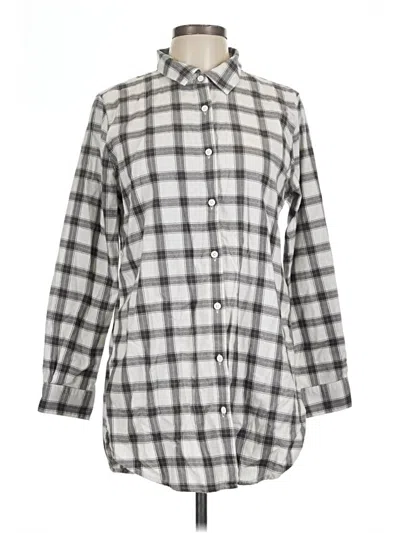 Pre-owned Garnet Hill 3/4 Sleeve Button Down Shirt In Gray