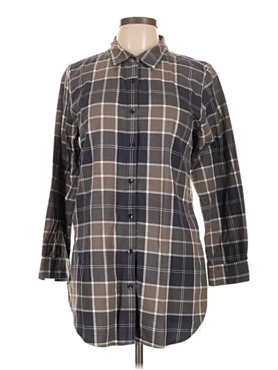 Pre-owned Garnet Hill 3/4 Sleeve Button Down Shirt In Gray