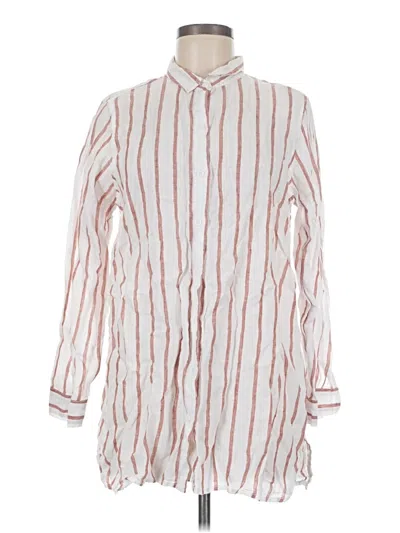 Pre-owned Garnet Hill 3/4 Sleeve Button Down Shirt In Ivory