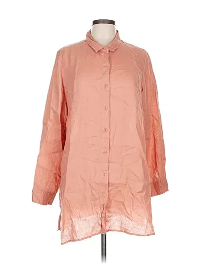 Pre-owned Garnet Hill 3/4 Sleeve Button Down Shirt In Orange
