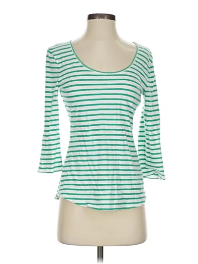 Pre-owned Garnet Hill 3/4 Sleeve T-shirt In Green
