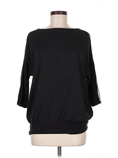 Pre-owned Garnet Hill 3/4 Sleeve Top Black Boatneck Tops