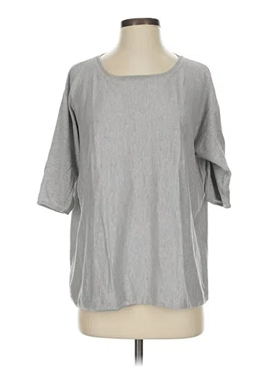 Pre-owned Garnet Hill 3/4 Sleeve Top Gray Boatneck Tops