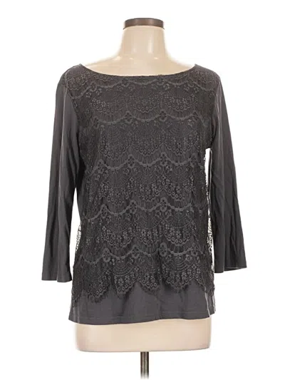 Pre-owned Garnet Hill 3/4 Sleeve Top Gray Boatneck Tops