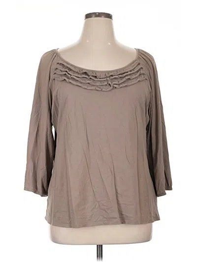 Pre-owned Garnet Hill 3/4 Sleeve Top Gray Cowl Neck Tops