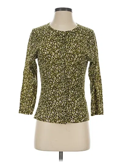 Pre-owned Garnet Hill 3/4 Sleeve Top Green Boatneck Tops