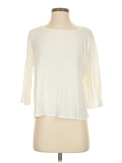 Pre-owned Garnet Hill 3/4 Sleeve Top Ivory Boatneck Tops In White