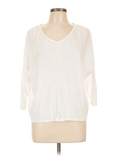Pre-owned Garnet Hill 3/4 Sleeve Top Ivory V-neck Tops