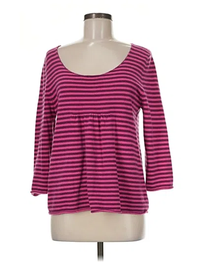 Pre-owned Garnet Hill 3/4 Sleeve Top Pink Scoop Neck Tops