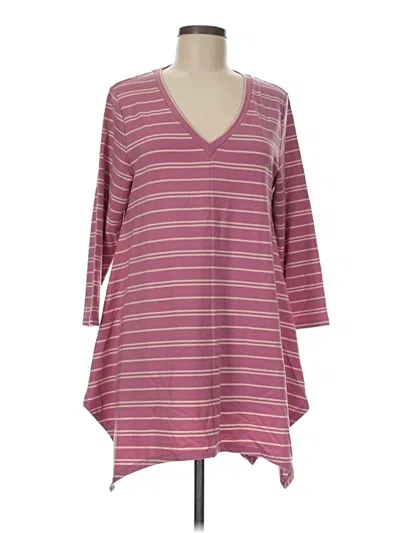 Pre-owned Garnet Hill 3/4 Sleeve Top Pink V-neck Tops