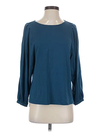 Pre-owned Garnet Hill 3/4 Sleeve Top Teal Boatneck Tops In Blue