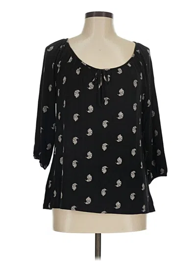 Pre-owned Garnet Hill 3/4 Sleeve T-shirt In Black