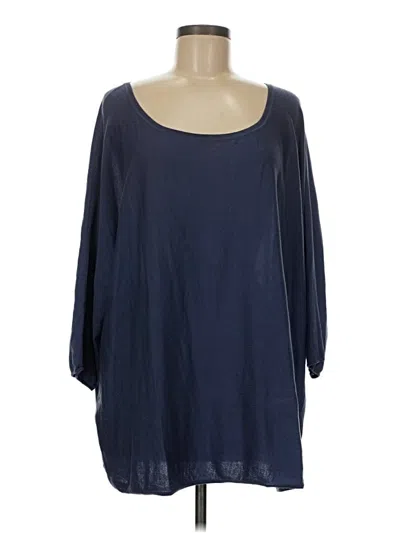 Pre-owned Garnet Hill 3/4 Sleeve T-shirt In Blue