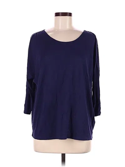 Pre-owned Garnet Hill 3/4 Sleeve T-shirt In Blue