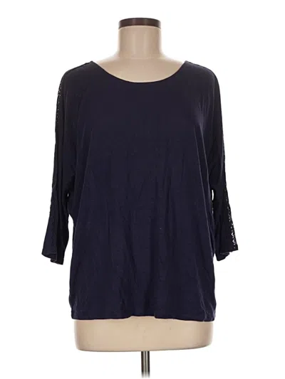 Pre-owned Garnet Hill 3/4 Sleeve T-shirt In Blue