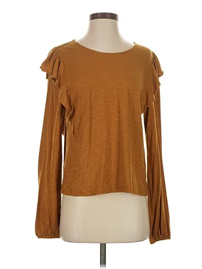 Pre-owned Garnet Hill 3/4 Sleeve T-shirt In Brown