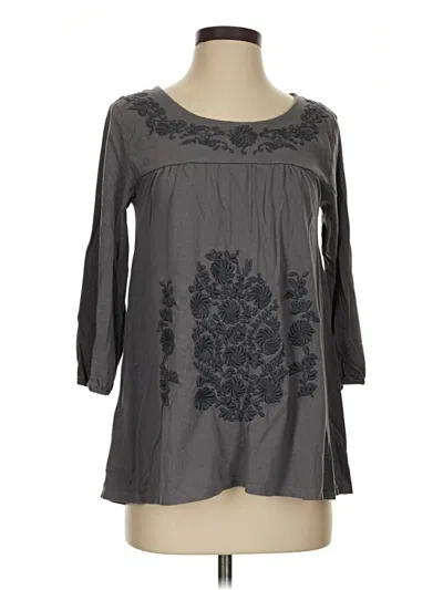Pre-owned Garnet Hill 3/4 Sleeve T-shirt In Gray