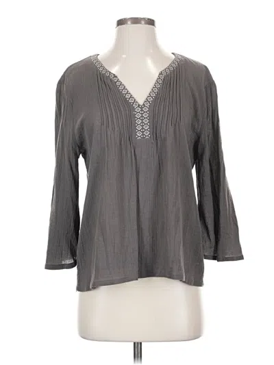 Pre-owned Garnet Hill 3/4 Sleeve T-shirt In Gray
