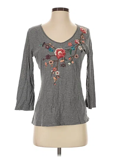 Pre-owned Garnet Hill 3/4 Sleeve T-shirt In Gray