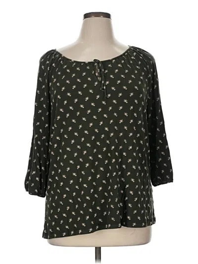 Pre-owned Garnet Hill 3/4 Sleeve T-shirt In Green