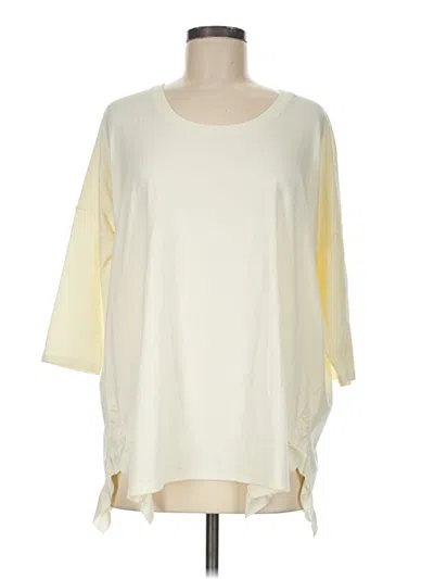 Pre-owned Garnet Hill 3/4 Sleeve T-shirt In Ivory