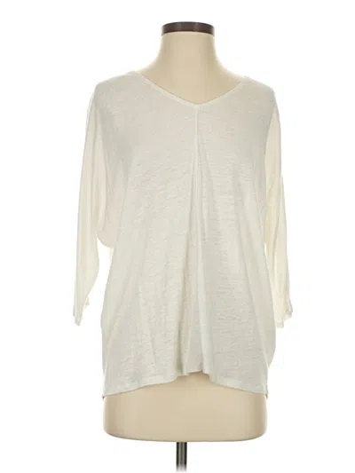 Pre-owned Garnet Hill 3/4 Sleeve T-shirt In White