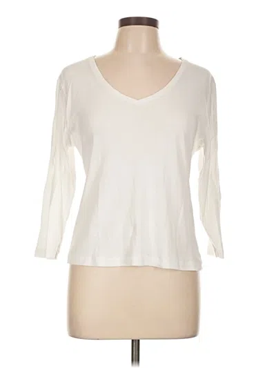 Pre-owned Garnet Hill 3/4 Sleeve T-shirt In White