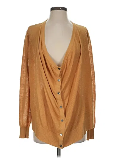 Pre-owned Garnet Hill Cardigan Sweater In Gold