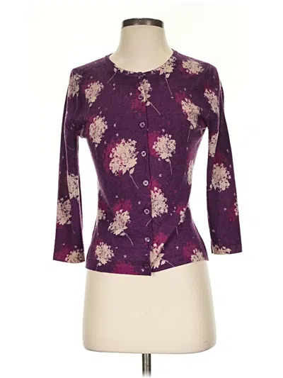 Pre-owned Garnet Hill Cardigan Sweater In Purple