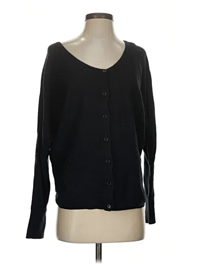 Pre-owned Garnet Hill Cashmere Cardigan Sweater In Black