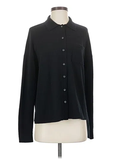 Pre-owned Garnet Hill Cashmere Cardigan Sweater In Black