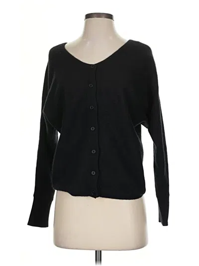 Pre-owned Garnet Hill Cashmere Cardigan Sweater In Black