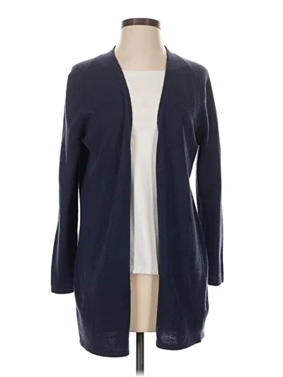 Pre-owned Garnet Hill Cashmere Cardigan Sweater In Blue