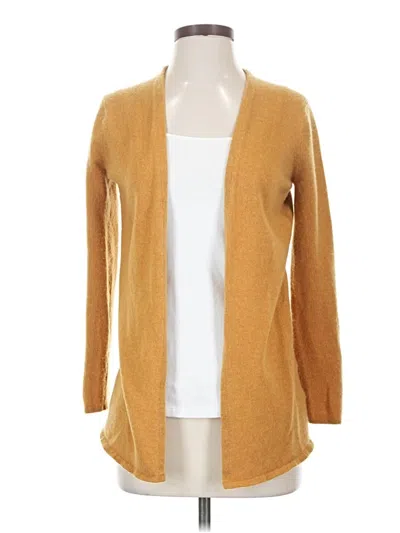 Pre-owned Garnet Hill Cashmere Cardigan Sweater In Gold