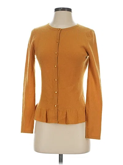 Pre-owned Garnet Hill Cashmere Cardigan Sweater In Gold