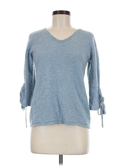 Pre-owned Garnet Hill Cashmere Pullover Sweater In Blue