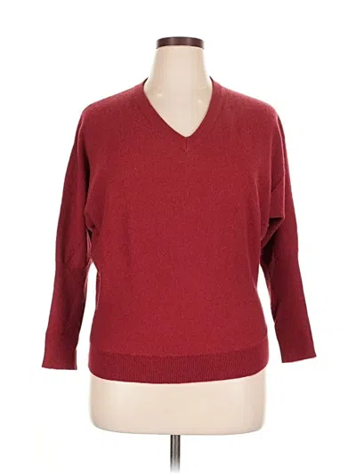 Pre-owned Garnet Hill Cashmere Pullover Sweater In Burgundy