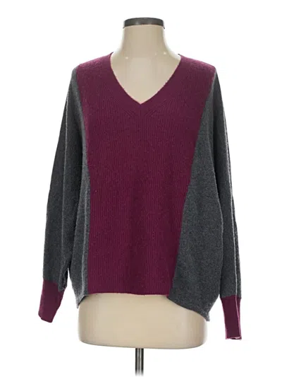 Pre-owned Garnet Hill Cashmere Pullover Sweater In Burgundy
